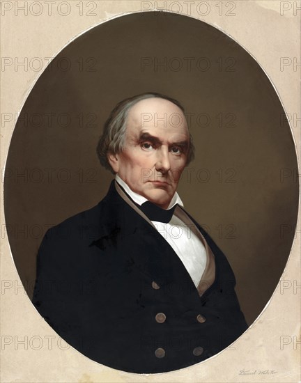 Daniel Webster (1782-1852), American statesman who represented New Hampshire and Massachusetts in the United States Congress and served as the United States Secretary of State under Presidents William Henry Harrison, John Tyler, and Millard Fillmore, Head and Shoulders Portrait, Chromolithograph, Published by E.C. Middleton & Co., 1860's