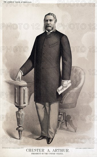 Chester A. Arthur, President of the United States, Full-Length Portrait, Lithograph, Buek & Lindner, 1881