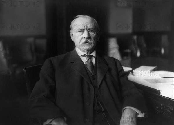 Grover Cleveland (1837-1908), 22nd and 24th President of the United States 1885–89 and 1893–97, Head and Shoulders Portrait at Home, Princeton, New Jersey, USA, Photograph by New York Herald Company, 1908