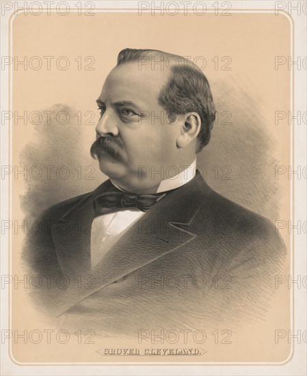 Grover Cleveland (1837-1908), 22nd and 24th President of the United States 1885–89 and 1893–97, Head and Shoulders Portrait, Lithograph, 1884