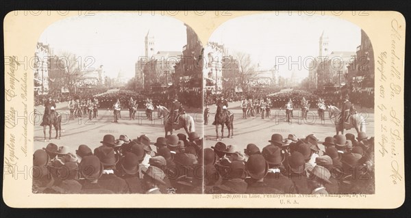 20,000 in line, Pennsylvania Avenue, Washington, D.C., USA, President William McKinley Inauguration, Keystone View Company, March 4, 1897