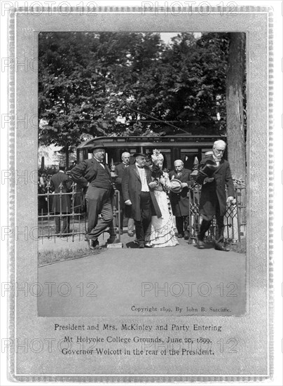 President and Mrs. McKinley and Party Entering Mt. Holyoke College Grounds, June 20, 1899, Governor Wolcott in the rear of the President, Photograph by John B. Sutcliffe