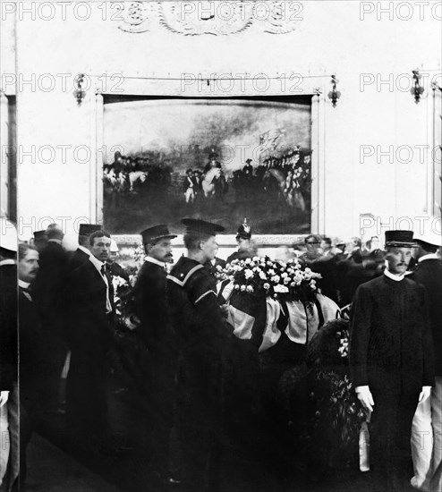 State Funeral of President William McKinley, Body Lying in State Rotunda, U.S. Capitol, Washington DC, USA, Photograph by William H. Rau, September 1901