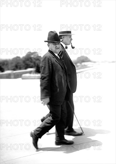 William Brown McKinley, Representative from Illinois 1905-13, 1915-21, 1921-26, Full-length Portrait with Unidentified Man, Washington DC, USA, Harris & Ewing, 1915