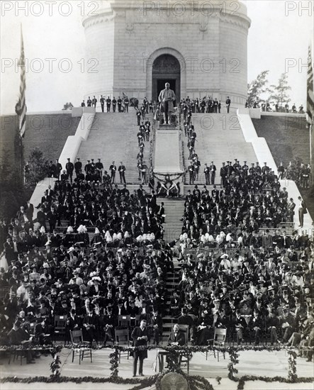 U.S. President Theodore Roosevelt Giving Speech during Dedication of McKinley National Memorial, Canton, Ohio, USA, photograph by Frances Benjamin Johnston, October 1907