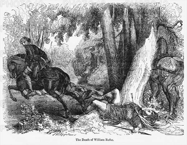 The Death of William Rufus, Illustration from John Cassell's Illustrated History of England, Vol. I from the earliest period to the reign of Edward the Fourth, Cassell, Petter and Galpin, 1857