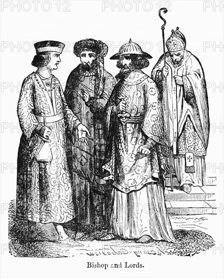 Bishop and Lords, Illustration from John Cassell's Illustrated History of England, Vol. I from the earliest period to the reign of Edward the Fourth, Cassell, Petter and Galpin, 1857