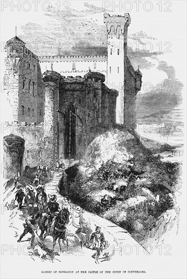Robert of Normandy at the Castle of the Count of Conversano, Illustration from John Cassell's Illustrated History of England, Vol. I from the earliest period to the reign of Edward the Fourth, Cassell, Petter and Galpin, 1857