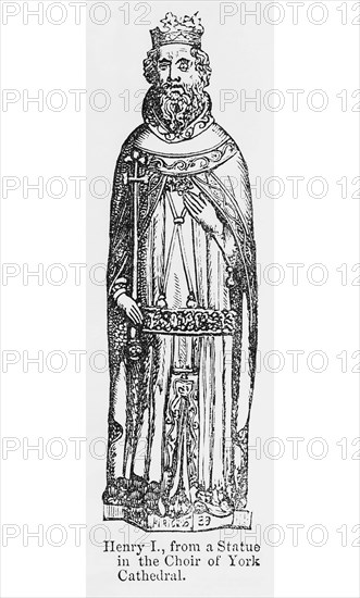 Henry I., from a Statue in the Choir of York Cathedral, Illustration from John Cassell's Illustrated History of England, Vol. I from the earliest period to the reign of Edward the Fourth, Cassell, Petter and Galpin, 1857