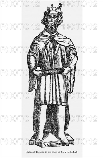 Statue of Stephen in the Choir of York Cathedral, Illustration from John Cassell's Illustrated History of England, Vol. I from the earliest period to the reign of Edward the Fourth, Cassell, Petter and Galpin, 1857