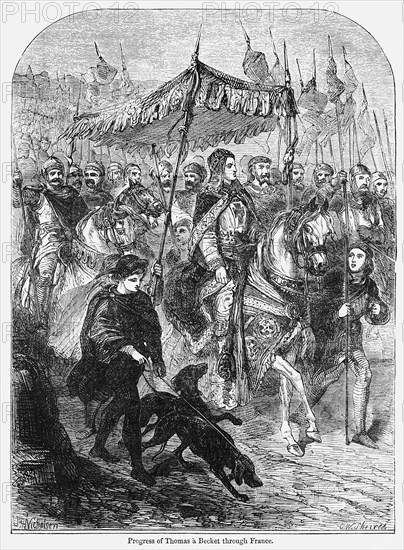 Progress of Thomas à Becket through France, Illustration from John Cassell's Illustrated History of England, Vol. I from the earliest period to the reign of Edward the Fourth, Cassell, Petter and Galpin, 1857
