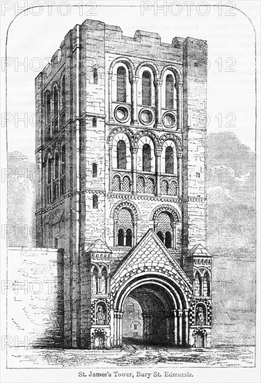 St. James’s Tower, Bury St. Edmunds, Illustration from John Cassell's Illustrated History of England, Vol. I from the earliest period to the reign of Edward the Fourth, Cassell, Petter and Galpin, 1857