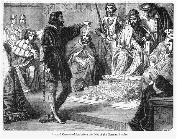 Richard Coeur de Lion before the Diet of the German Empire, Illustration from John Cassell's Illustrated History of England, Vol. I from the earliest period to the reign of Edward the Fourth, Cassell, Petter and Galpin, 1857