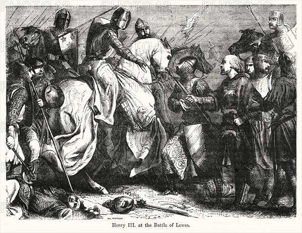 Henry III at the Battle of Lewes, Illustration from John Cassell's Illustrated History of England, Vol. I from the earliest period to the reign of Edward the Fourth, Cassell, Petter and Galpin, 1857