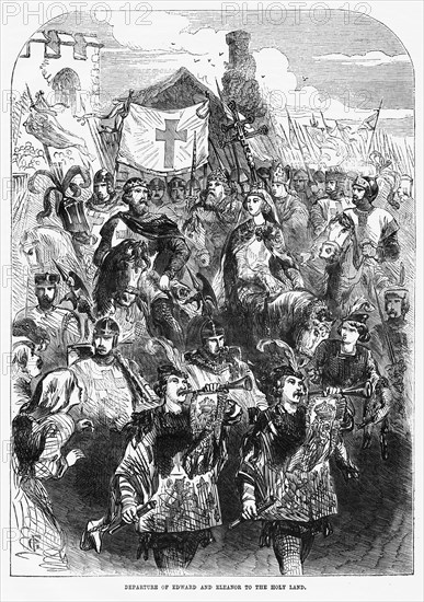 Departure of Edward and Eleanor to the Holy Land, Illustration from John Cassell's Illustrated History of England, Vol. I from the earliest period to the reign of Edward the Fourth, Cassell, Petter and Galpin, 1857