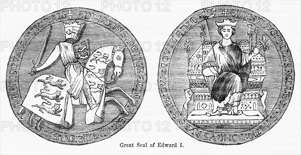 Great Seal of Edward I, Illustration from John Cassell's Illustrated History of England, Vol. I from the earliest period to the reign of Edward the Fourth, Cassell, Petter and Galpin, 1857