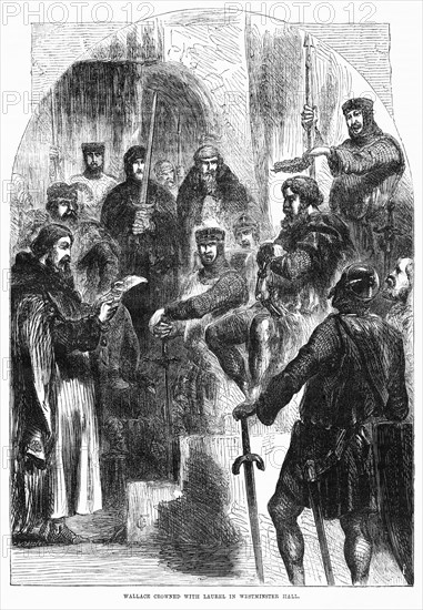 Wallace Crowned with Laurel in Westminster Hall, Illustration from John Cassell's Illustrated History of England, Vol. I from the earliest period to the reign of Edward the Fourth, Cassell, Petter and Galpin, 1857