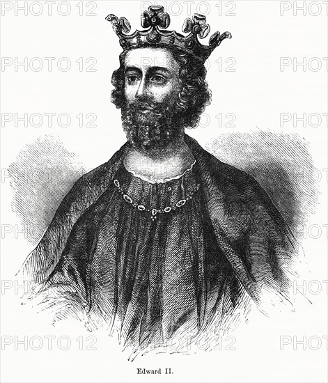 Edward II, King of England 1307-27, Illustration from John Cassell's Illustrated History of England, Vol. I from the earliest period to the reign of Edward the Fourth, Cassell, Petter and Galpin, 1857