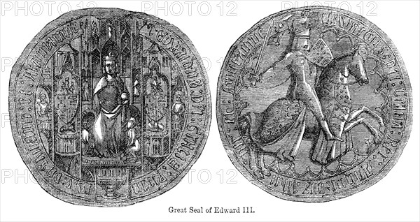 Great Seal of Edward III, Illustration from John Cassell's Illustrated History of England, Vol. I from the earliest period to the reign of Edward the Fourth, Cassell, Petter and Galpin, 1857