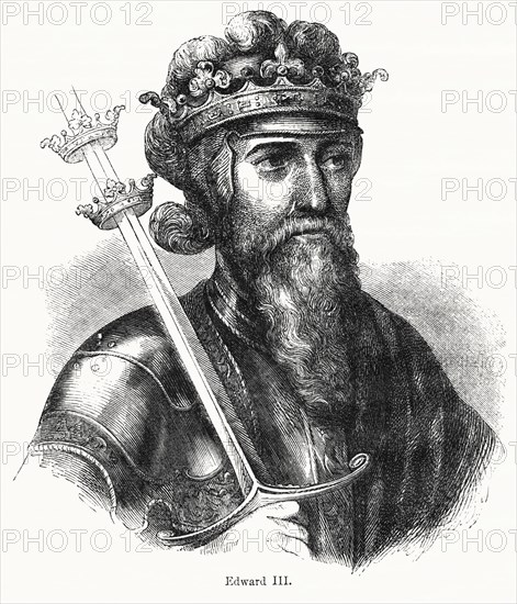 Edward III, King of England 1327-77, Illustration from John Cassell's Illustrated History of England, Vol. I from the earliest period to the reign of Edward the Fourth, Cassell, Petter and Galpin, 1857