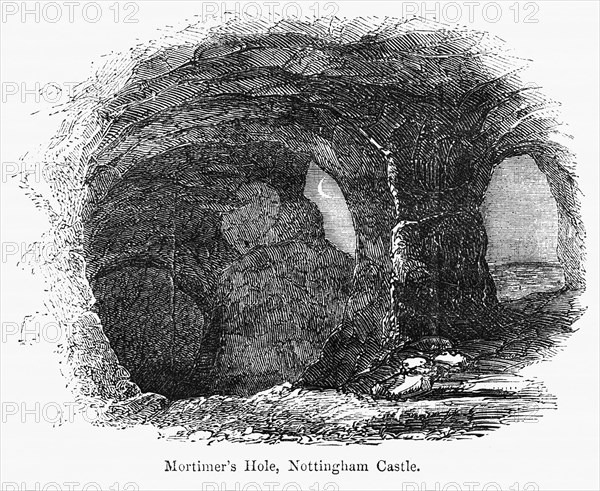Mortimer’s Hole, Nottingham Castle, the Capture of Roger Mortimer, 1st Earl of March, by Edward III, Illustration from John Cassell's Illustrated History of England, Vol. I from the earliest period to the reign of Edward the Fourth, Cassell, Petter and Galpin, 1857