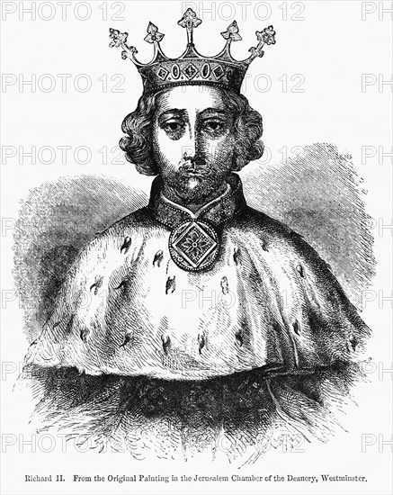 Richard II, King of England 1377-99, From the Original Painting in the Jerusalem Chamber of the Deanery, Westminster, Illustration from John Cassell's Illustrated History of England, Vol. I from the earliest period to the reign of Edward the Fourth, Cassell, Petter and Galpin, 1857