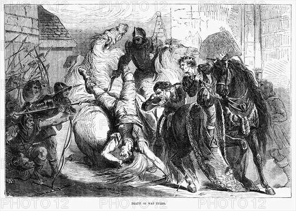 Death of Wat Tyler, Illustration from John Cassell's Illustrated History of England, Vol. I from the earliest period to the reign of Edward the Fourth, Cassell, Petter and Galpin, 1857