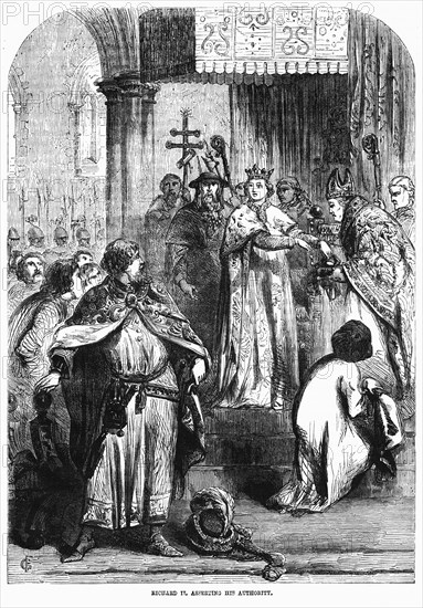 Richard II, Asserting His Authority, Illustration from John Cassell's Illustrated History of England, Vol. I from the earliest period to the reign of Edward the Fourth, Cassell, Petter and Galpin, 1857