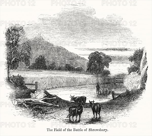 The Field of the Battle of Shrewsbury, Illustration from John Cassell's Illustrated History of England, Vol. I from the earliest period to the reign of Edward the Fourth, Cassell, Petter and Galpin, 1857