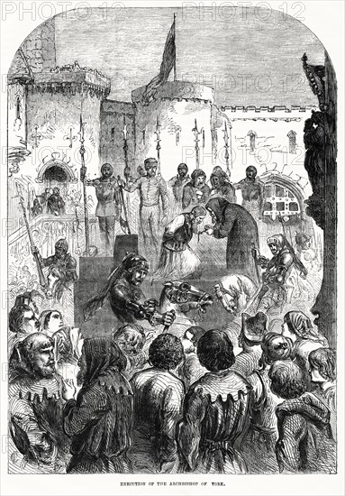 Execution of the Archbishop of York, Illustration from John Cassell's Illustrated History of England, Vol. I from the earliest period to the reign of Edward the Fourth, Cassell, Petter and Galpin, 1857