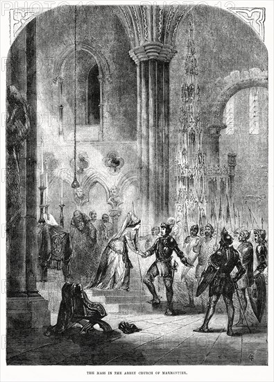 The Mass in the Abbey Church of Marmontier, Illustration from John Cassell's Illustrated History of England, Vol. I from the earliest period to the reign of Edward the Fourth, Cassell, Petter and Galpin, 1857
