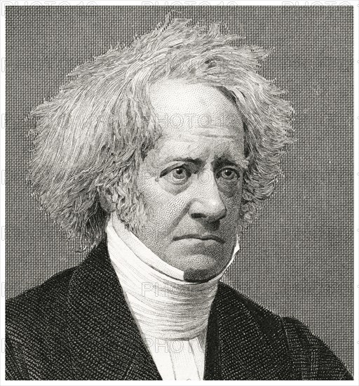 Sir John Frederick William Herschel, 1st Baronet (1792-1871), English Polymath who Invented the Blue Print, Head and Shoulders Portrait, Steel Engraving, Portrait Gallery of Eminent Men and Women of Europe and America by Evert A. Duyckinck, Published by Henry J. Johnson, Johnson, Wilson & Company, New York, 1873