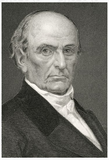 Daniel Webster (1782-1852), American Politician, Served as Congressman in the U.S. House of Representatives, Senator Secretary of State, Head and Shoulders Portrait, Steel Engraving, Portrait Gallery of Eminent Men and Women of Europe and America by Evert A. Duyckinck, Published by Henry J. Johnson, Johnson, Wilson & Company, New York, 1873