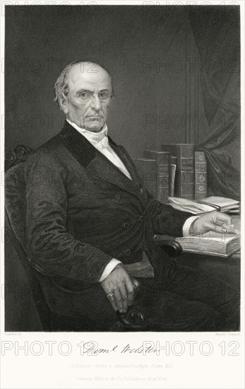 Daniel Webster (1782-1852), American Politician, Served as Congressman in the U.S. House of Representatives, Senator Secretary of State, Seated Portrait, Steel Engraving, Portrait Gallery of Eminent Men and Women of Europe and America by Evert A. Duyckinck, Published by Henry J. Johnson, Johnson, Wilson & Company, New York, 1873