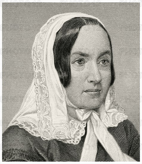 Fredrika Bremer (1801-64), Swedish Writer and Feminist Reformer, Head and Shoulders Portrait, Steel Engraving, Portrait Gallery of Eminent Men and Women of Europe and America by Evert A. Duyckinck, Published by Henry J. Johnson, Johnson, Wilson & Company, New York, 1873