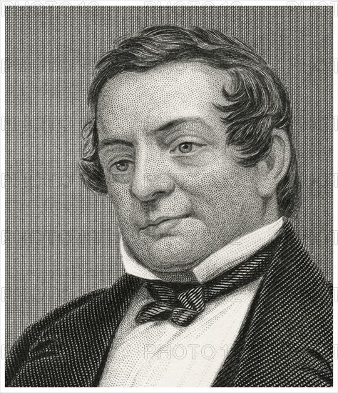 Washington Irving (1783-1859), American Writer and Diplomat, Head and Shoulders Portrait, Steel Engraving, Portrait Gallery of Eminent Men and Women of Europe and America by Evert A. Duyckinck, Published by Henry J. Johnson, Johnson, Wilson & Company, New York, 1873