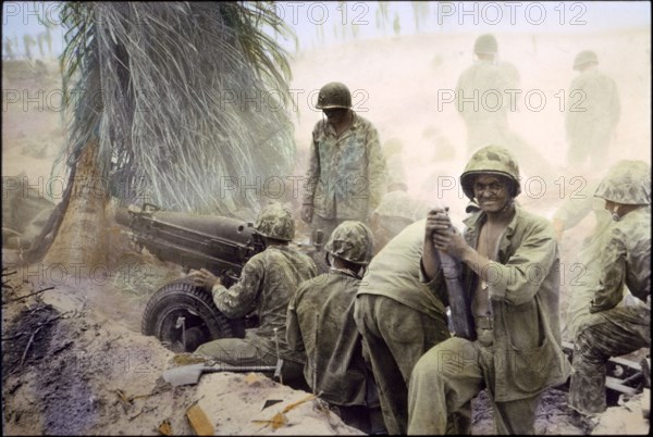 U.S. Marines during Battle of Tarawa, Tarawa Atoll, Gilbert Islands, November 1943