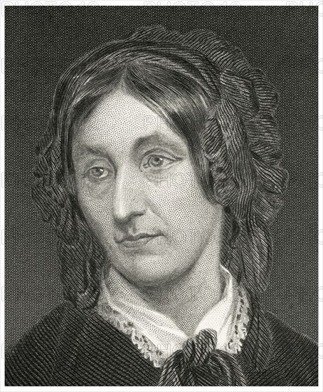 Mary Somerville (1780-1872), Scottish Science Writer, Head and Shoulders Portrait, Steel Engraving, Portrait Gallery of Eminent Men and Women of Europe and America by Evert A. Duyckinck, Published by Henry J. Johnson, Johnson, Wilson & Company, New York, 1873