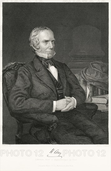 Henry Clay (1777-1852), American Statesmen, serving as Senator and Congressman from Kentucky, Speaker of the House and U.S. Secretary of State, Seated Portrait, Steel Engraving, Portrait Gallery of Eminent Men and Women of Europe and America by Evert A. Duyckinck, Published by Henry J. Johnson, Johnson, Wilson & Company, New York, 1873