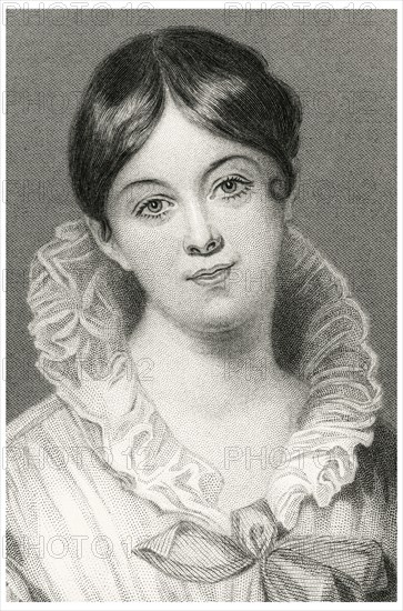 Letitia Elizabeth Landon (1802-38), English Poet and Novelist, Head and Shoulders Portrait, Steel Engraving, Portrait Gallery of Eminent Men and Women of Europe and America by Evert A. Duyckinck, Published by Henry J. Johnson, Johnson, Wilson & Company, New York, 1873