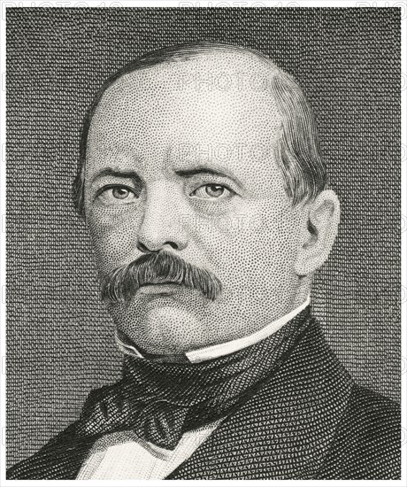 Otto von Bismarck (1815-98), Prussian Statesman and First Chancellor of the German Empire 1871-90, Head and Shoulders Portrait, Steel Engraving, Portrait Gallery of Eminent Men and Women of Europe and America by Evert A. Duyckinck, Published by Henry J. Johnson, Johnson, Wilson & Company, New York, 1873