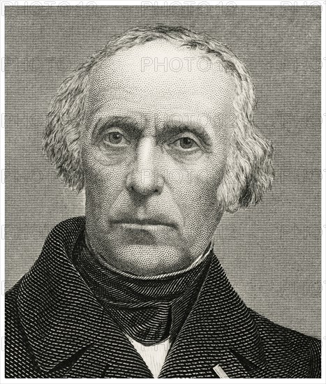Francis Guizot (1787-1874), French Political Figure and Historian, Head and Shoulders Portrait, Steel Engraving, Portrait Gallery of Eminent Men and Women of Europe and America by Evert A. Duyckinck, Published by Henry J. Johnson, Johnson, Wilson & Company, New York, 1873