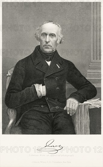 Francis Guizot (1787-1874), French Political Figure and Historian, Seated Portrait, Steel Engraving, Portrait Gallery of Eminent Men and Women of Europe and America by Evert A. Duyckinck, Published by Henry J. Johnson, Johnson, Wilson & Company, New York, 1873