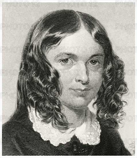 Elizabeth Barrett Browning (1806-61), Prominent English Poet, Head and Shoulders Portrait, Steel Engraving, Portrait Gallery of Eminent Men and Women of Europe and America by Evert A. Duyckinck, Published by Henry J. Johnson, Johnson, Wilson & Company, New York, 1873
