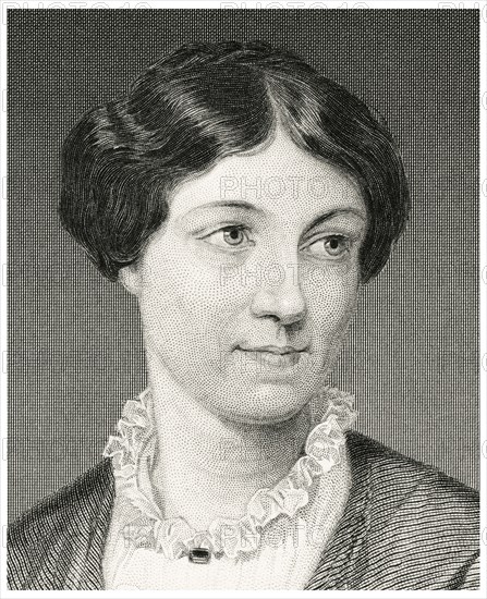 Harriet Martineau (1802-76), English Writer and Social Theorist, often Cited as the First Female Sociologist, Head and Shoulders Portrait, Steel Engraving, Portrait Gallery of Eminent Men and Women of Europe and America by Evert A. Duyckinck, Published by Henry J. Johnson, Johnson, Wilson & Company, New York, 1873