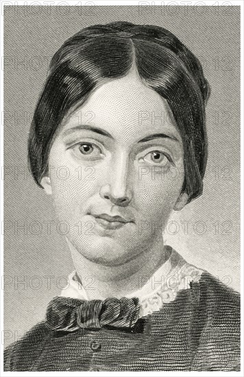 Frances Sargent Osgood (1811-50), American Poet, Head and Shoulders Portrait, Steel Engraving, Portrait Gallery of Eminent Men and Women of Europe and America by Evert A. Duyckinck, Published by Henry J. Johnson, Johnson, Wilson & Company, New York, 1873