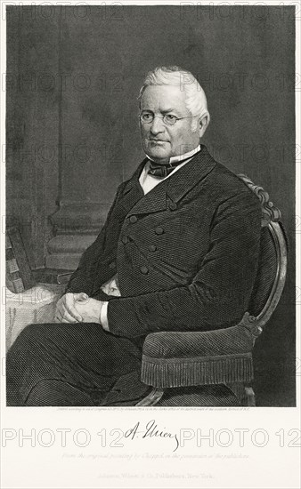 Adolphe Thiers (1797-1877), French Statesman, Journalist and Historian, Second Elected President of France, and the first President of the French Third Republic, Seated Portrait, Steel Engraving, Portrait Gallery of Eminent Men and Women of Europe and America by Evert A. Duyckinck, Published by Henry J. Johnson, Johnson, Wilson & Company, New York, 1873