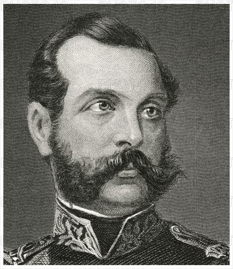Alexander II (1818-81), Emperor of Russia 1855-81, Head and Shoulders Portrait, Steel Engraving, Portrait Gallery of Eminent Men and Women of Europe and America by Evert A. Duyckinck, Published by Henry J. Johnson, Johnson, Wilson & Company, New York, 1873