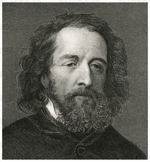 Alfred, Lord Tennyson (1809-92), English Poet, Head and Shoulders Portrait, Steel Engraving, Portrait Gallery of Eminent Men and Women of Europe and America by Evert A. Duyckinck, Published by Henry J. Johnson, Johnson, Wilson & Company, New York, 1873