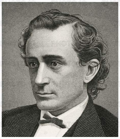 Edwin Booth (1833-93), American Actor, Head and Shoulders Portrait, Steel Engraving, Portrait Gallery of Eminent Men and Women of Europe and America by Evert A. Duyckinck, Published by Henry J. Johnson, Johnson, Wilson & Company, New York, 1873